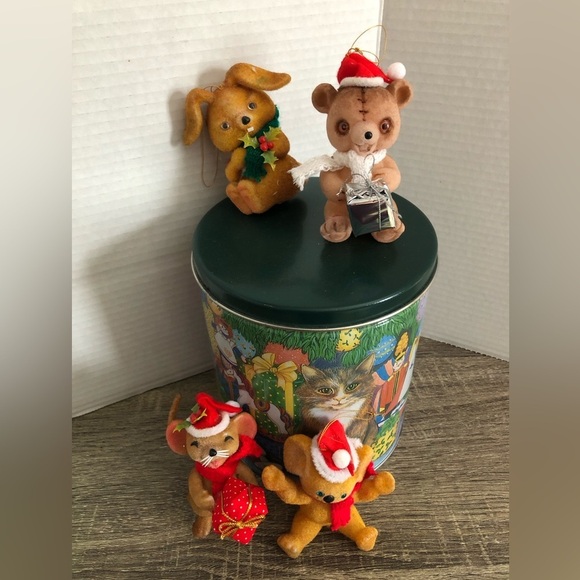 Vtg Flocked Animal Tree Ornaments - Picture 9 of 16